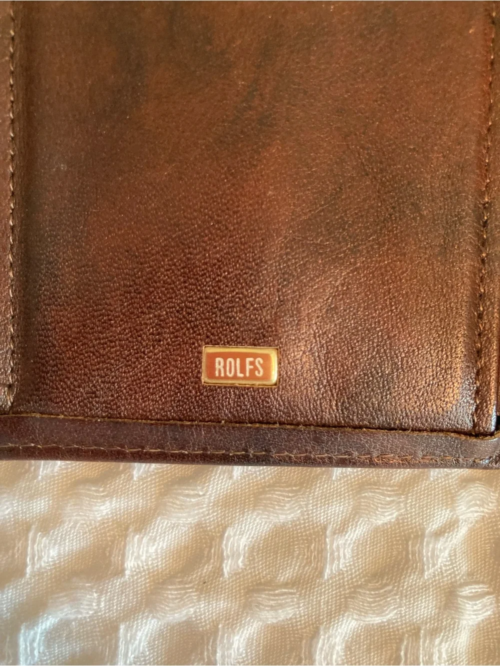 VTG ROLFS COWHIDE Brown Leather Tri Fold Wallet with ID Window
